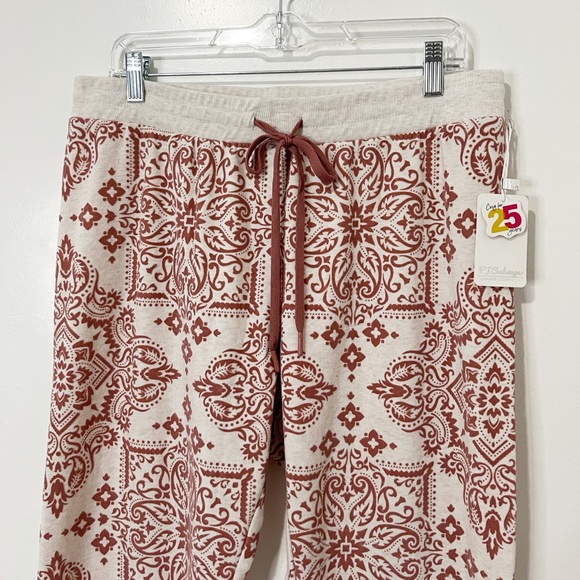 PJ Salvage Paisley Print Drawstring Joggers Size Large - Picture 2 of 7